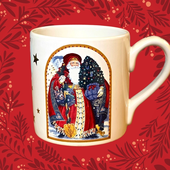 Vintage Santa Mug Set - Festive Design St.Nick Father Christmas 4 Mugs Hot Coco - Picture 3 of 8